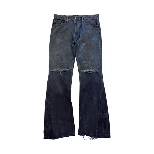 Dual Tone Muddy Wash Flared Jeans