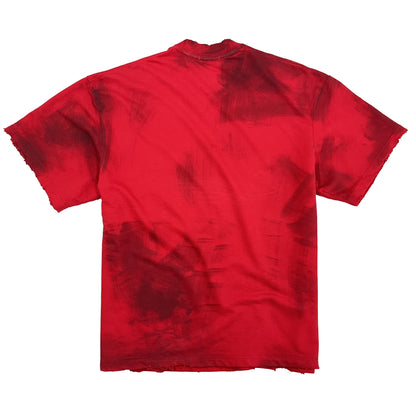 NEW LOGO SUPER DISTRESSED MC SPICY T-SHIRT OVERSIZED - RED