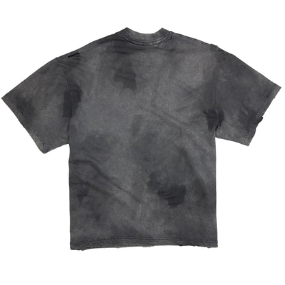 ELLIPSE LOGO SUPER DISTRESSED T-SHIRT OVERSIZED - DARK GREY