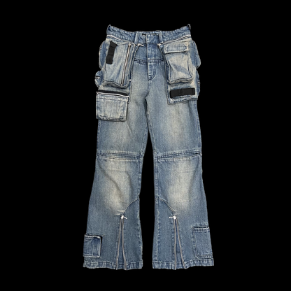 Tiberius Flared Jeans with detachable cargo pockets