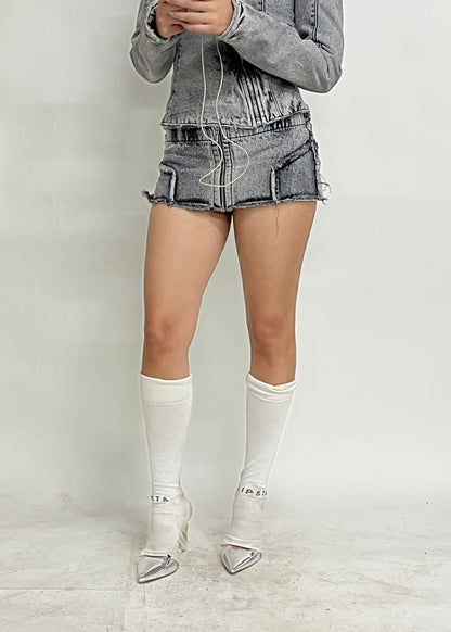 MINI DENIM SKIRT - LIGHT GREY