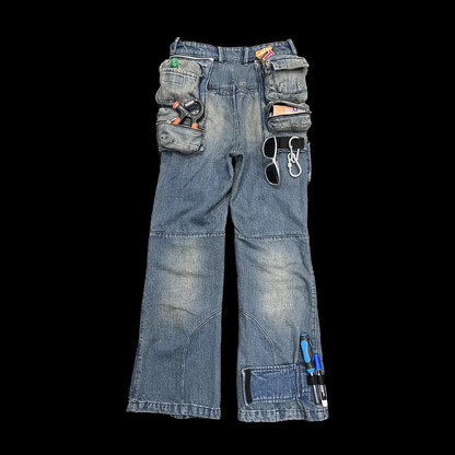 Tiberius Flared Jeans with detachable cargo pockets