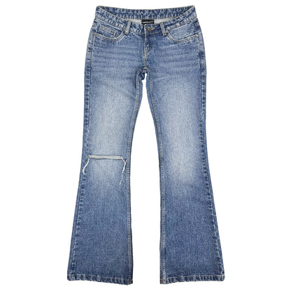 LOW WAIST FLARED JEANS - DISTRESSED BLUE