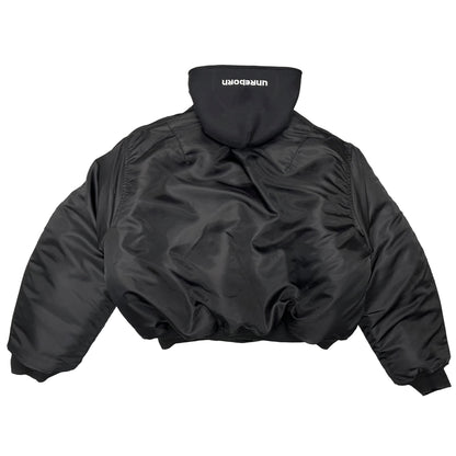 Black Flight Bomber with embroidered hood