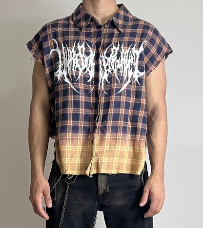 Reconstructed Metal Logo Plaid Oversized Shirt