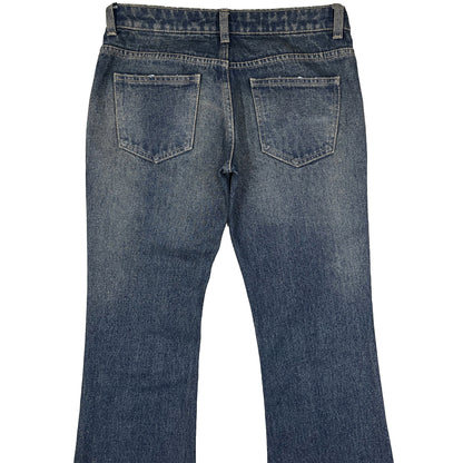 LOW WAIST FLARED JEANS - DISTRESSED MUDDY BLUE