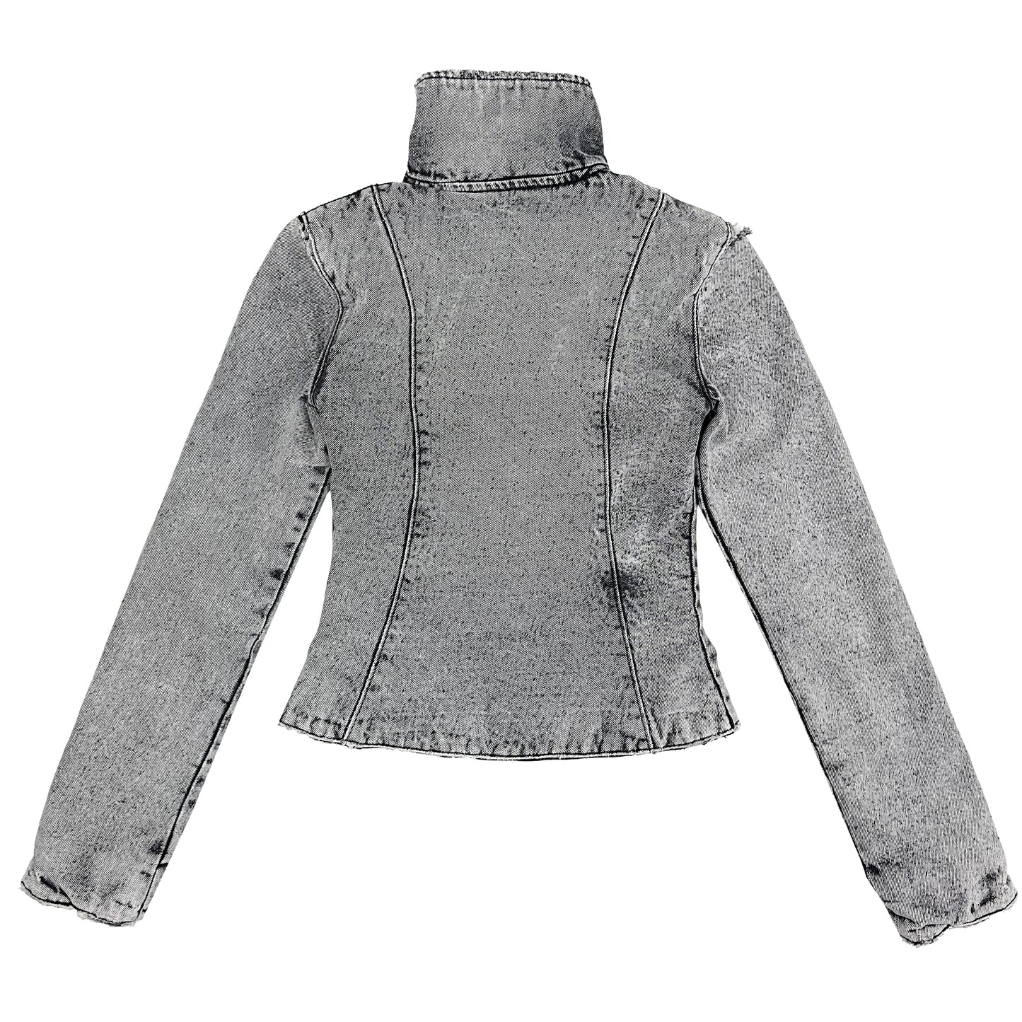 HIGH NECK JACKET - DISTRESSED LIGHT GREY