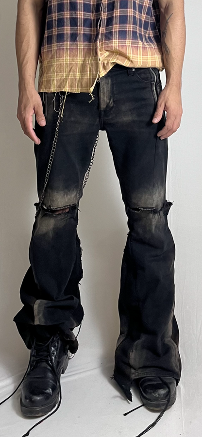 Super Flared Reconstructed Distressed Jeans