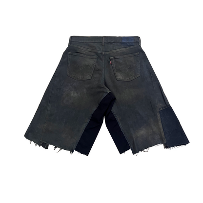 Reconstructed Distressed Baggy Denim Shorts