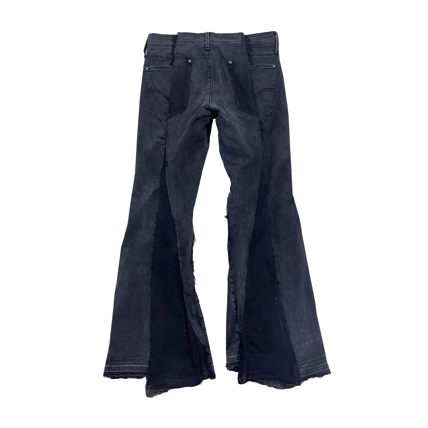 Asymmetrical Flared Reconstructed Distressed Jeans