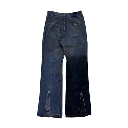 Split Two Tone Muddy Wash Flared Jeans