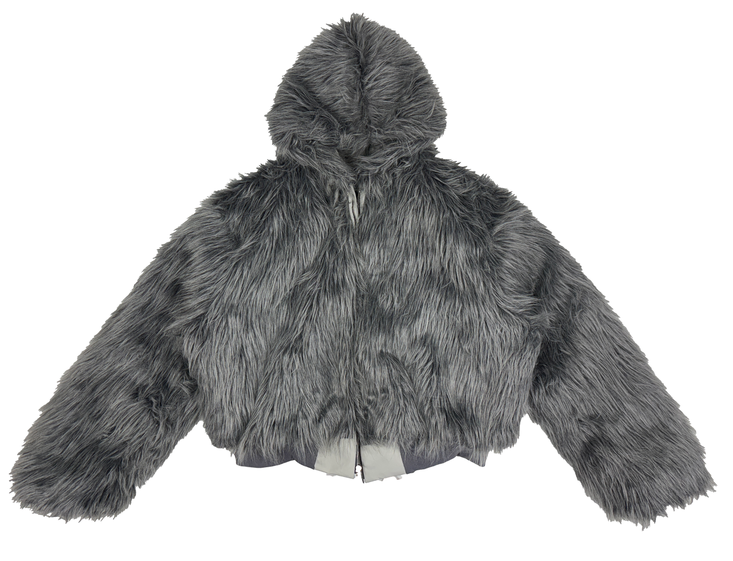 REVERSIBLE FUR BOMBER - GREY