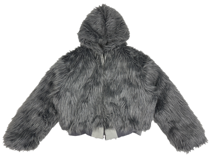 REVERSIBLE FUR BOMBER - GREY