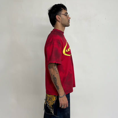 NEW LOGO SUPER DISTRESSED MC SPICY T-SHIRT OVERSIZED - RED