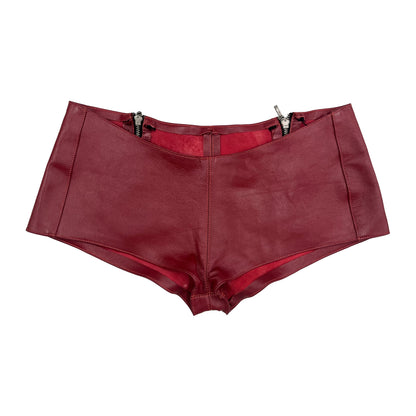 BOOTY LEATHER SHORTS - CHERRY RED