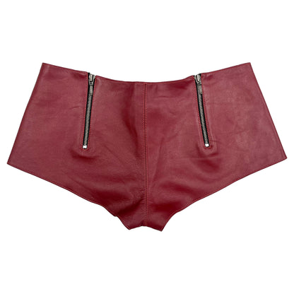 BOOTY LEATHER SHORTS - CHERRY RED