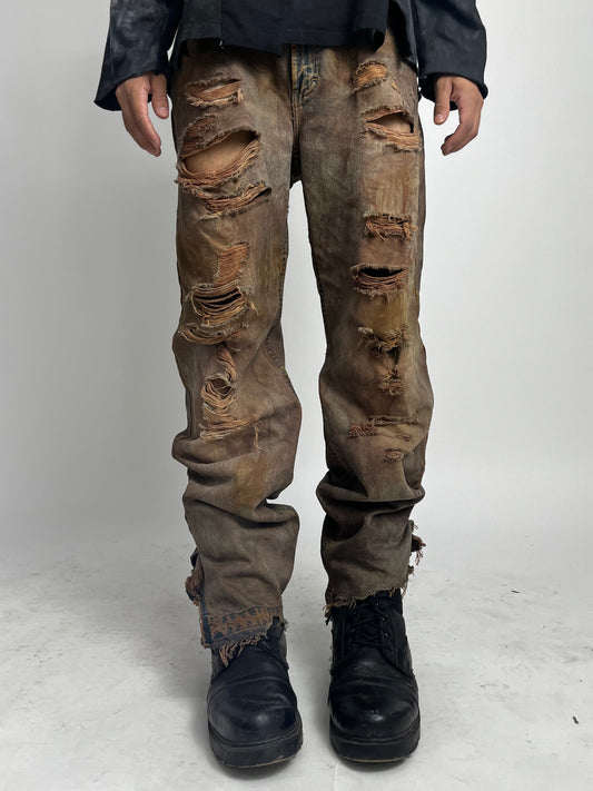 Distressed Mud Wash Jeans
